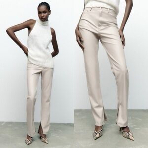 Zara Cream Straight Leg Women's Pants
